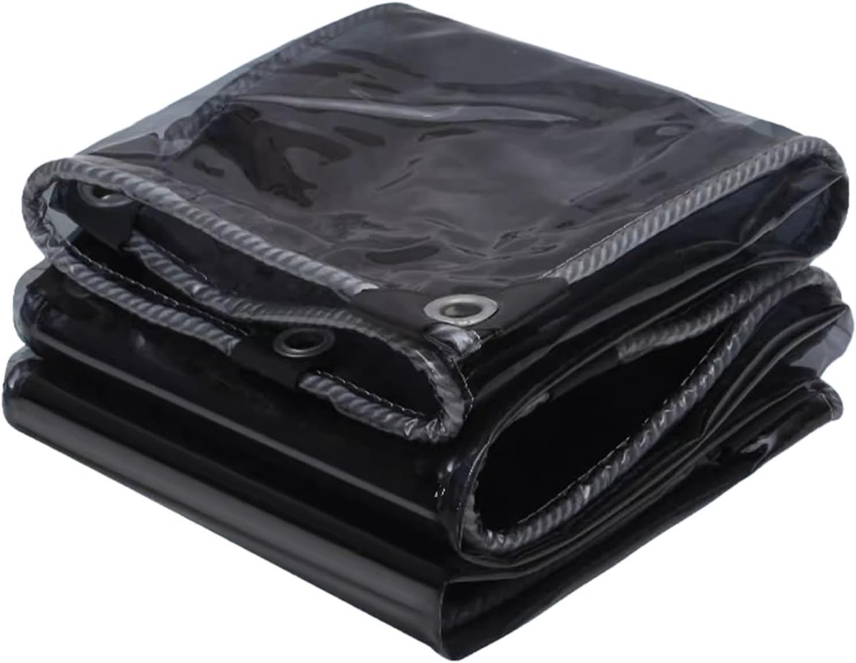 Waterdicht Zeildoek - PVC Tarp Stevig Zeil - Bescherming Buiten - Verdikte Hoeken - 5x6m - Zwart