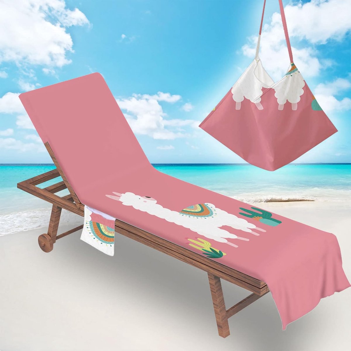 Strandstoel Hoes Handdoek - Lounger Cover Strandlaken - Ontspannen aan Zee - Met Handige Z