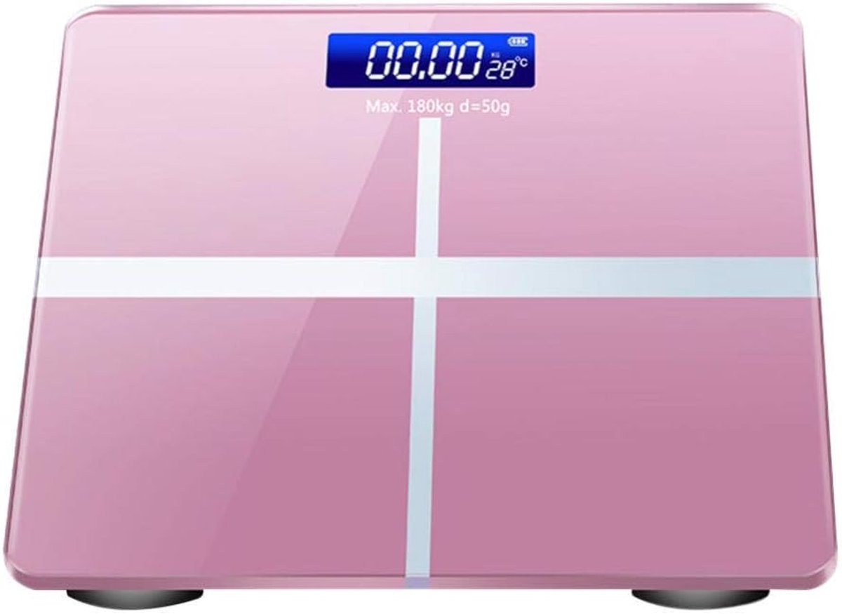 Digitale Weegschaal - Badkamerweegschaal Personenweegschaal - Gezondheid Meten - Vierpuntssysteem - 180kg - Roze