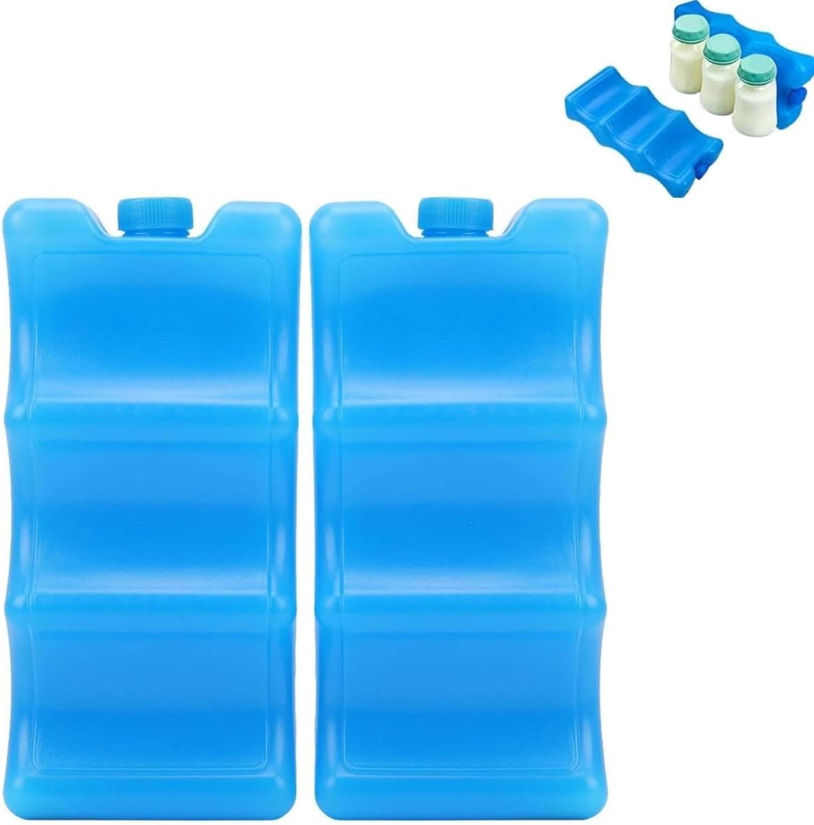 Pack van 2, 600 ml, Navulbare IJsaccu voor Koeltas, Ideaal voor Borstvoeding, Golfontwerp voor 6 Flessen (21 x 10 x 5 cm)