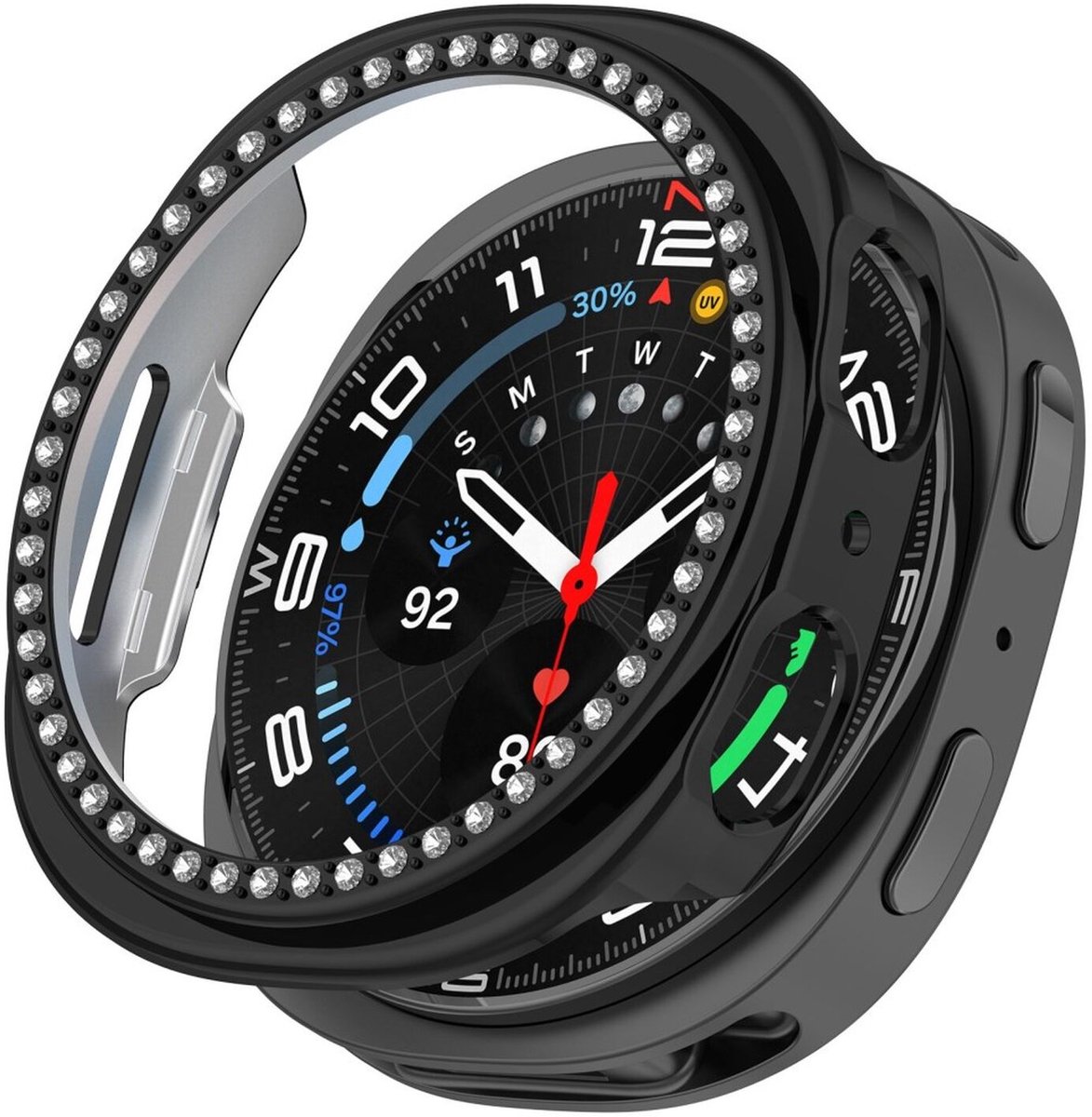 Hard Plastic Diamant Zwart Hoesje Geschikt voor Samsung Galaxy Watch 8 40MM