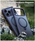 Blauw doorschijnend telefoonhoesje met magnetische ringstandaard, ontworpen om te beschermen en te pronken met het ontwerp.