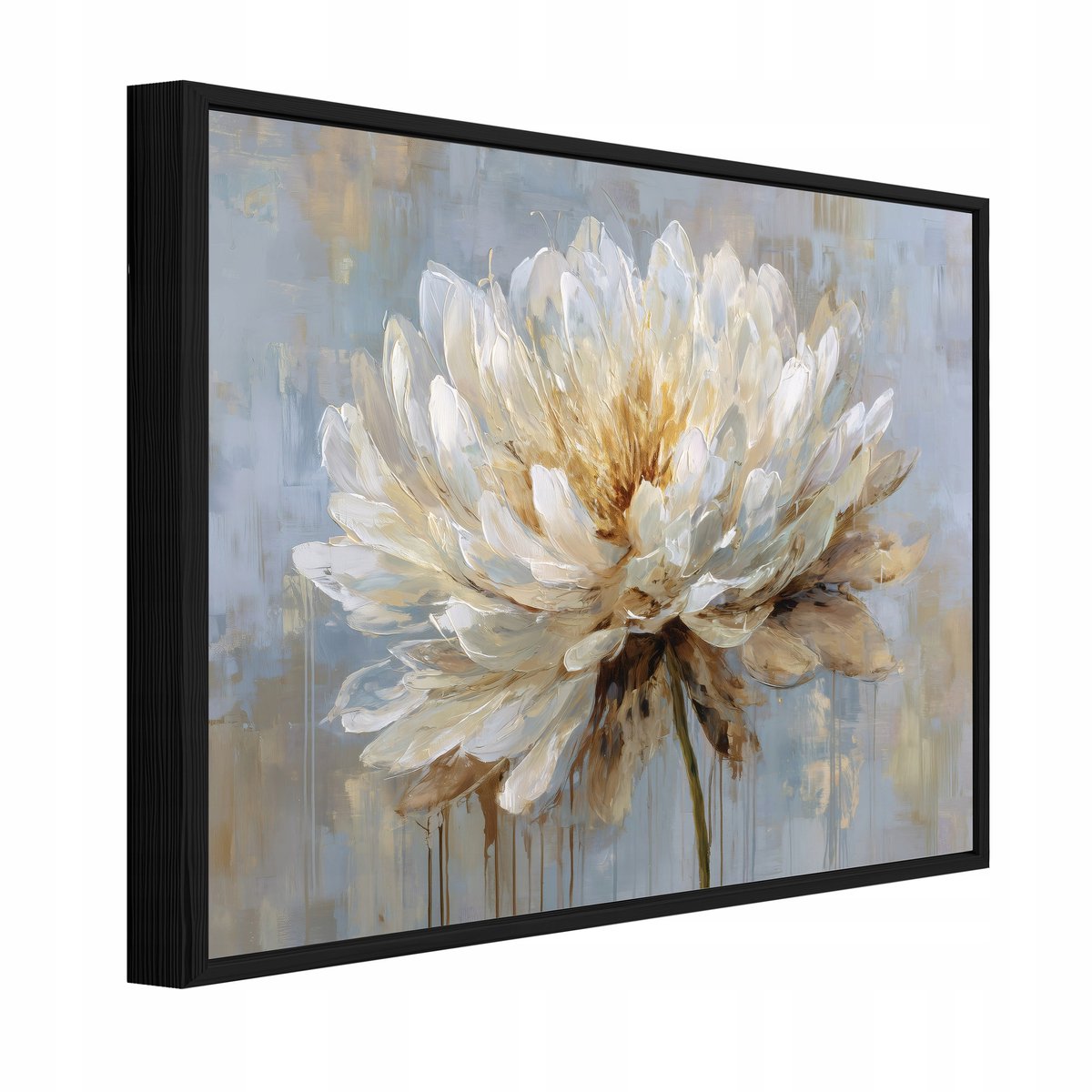 WALLARENA Schilderij op canvas in zwarte lijst - 40x30 cm - abstracte bloemen - wanddecoratie woonkamer en slaapkamer Veelkleurig