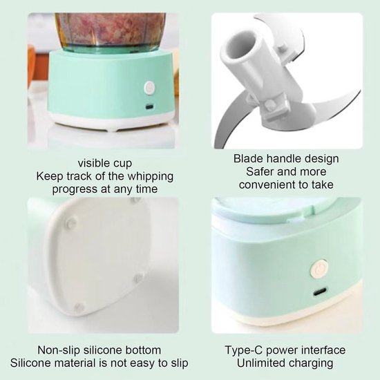 Mini Keukenmachine - Keukenmolen Hakapparaat - Maaltijden Bereiden - Antislip Beveiliging - 1.0 Aantal - Groen van MINI — afbeelding 3