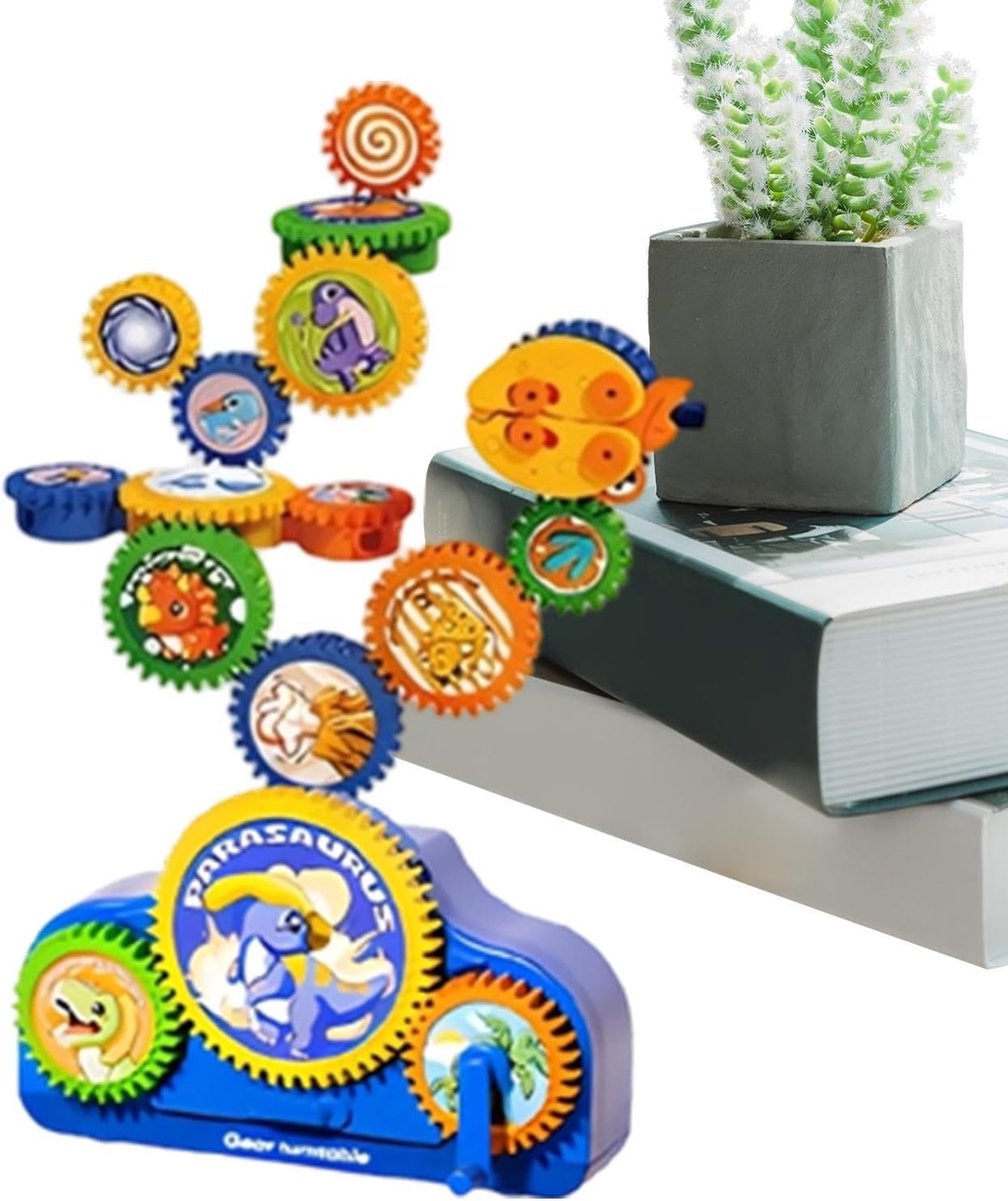 Tandwielen Bouwstenen - Educatieve Speelset - Kinderen Leren Spelen - Gladde Afgeronde Randen - 34.5 x 26 x 8 cm