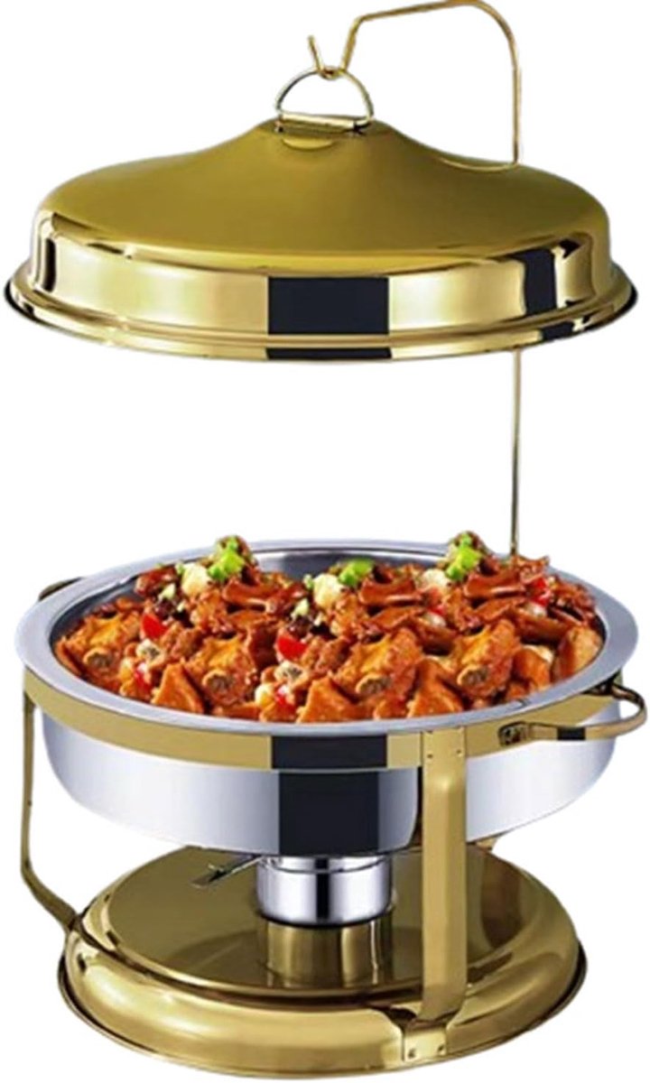 Buffetwarmers - Chafing Dish Set - Feesten Serveren - Roestvrij Staal - 9 Liter - Zilver Goud