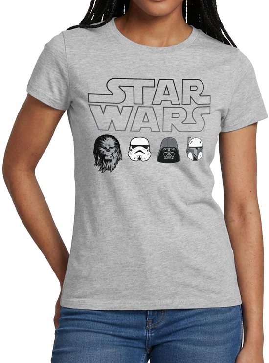 Star Wars Chewbacca Darth Vader Stormtrooper Icons T-Shirt Dames