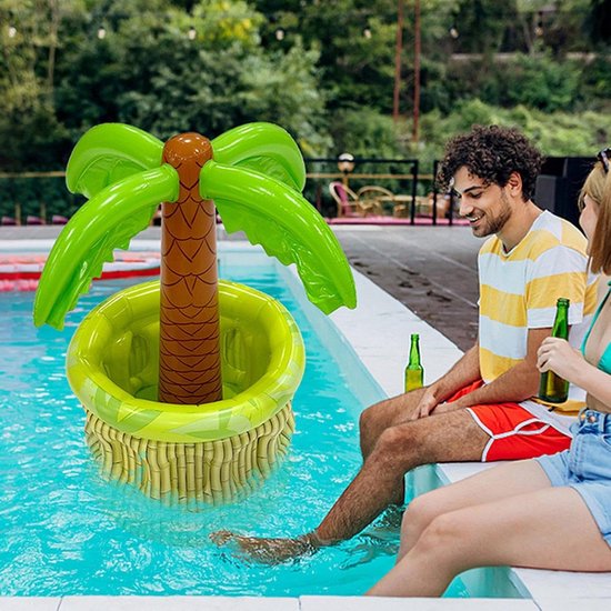 Opblaasbare Koeler - Drijvende Drankcontainer - Zomerfeesten - Palmboom Thema - ca. 58x38x66cm - A — afbeelding 4