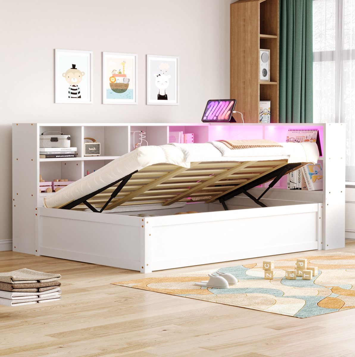 COVREO Bedframe 90x200 cm breed 114,5 cm wit hout met opbergruimte zonder matras