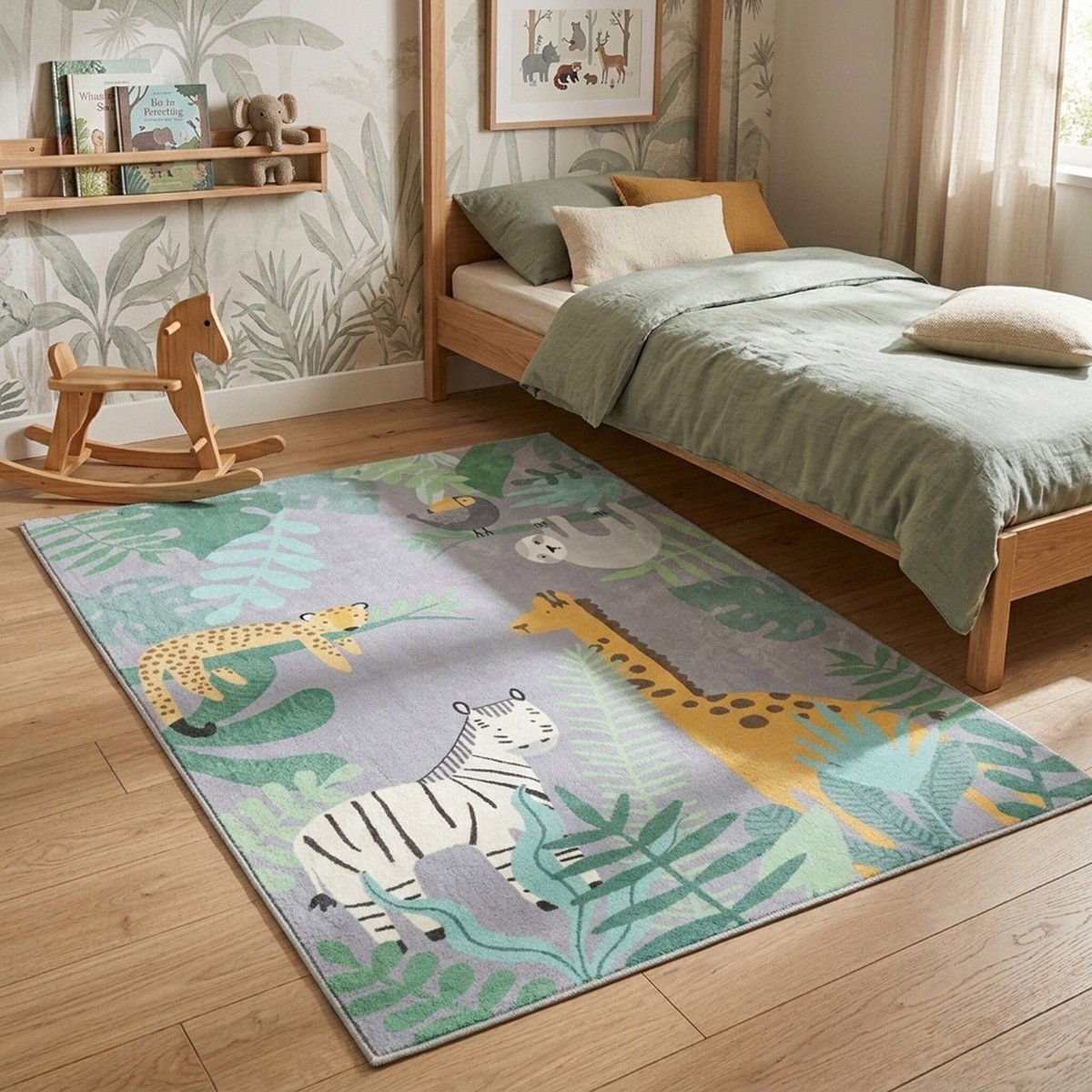 Little Olly Kindervloerkleed - Jungle Giraffe Multicolor - 120x170cm