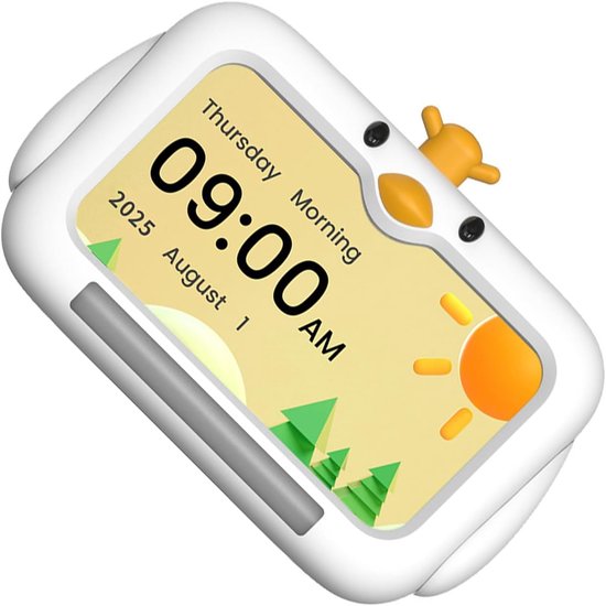 Digitale Tafelklok - Wekker Bureauklok - Kinder Slaaptraining - Stille Werking - 32 x 20 x 10 cm - Wit — afbeelding 3