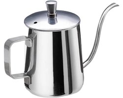Koffiezetapparaat RVS - Druppelwaterkoker Handmatig - Reizen en Kamperen - Lange Smalle Uitloop - 350 ml - Zilver