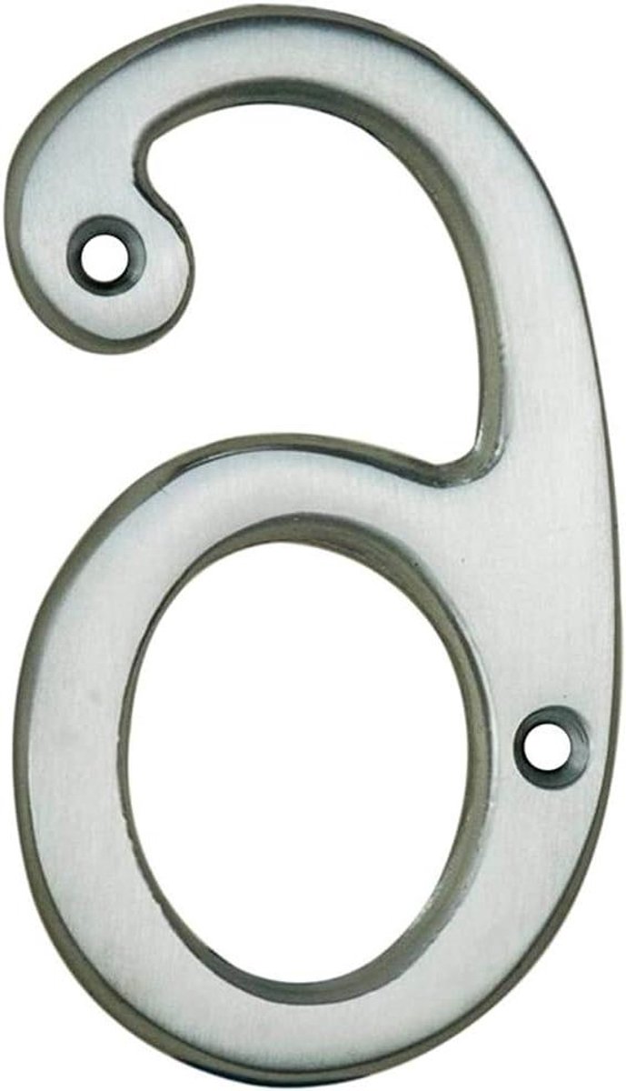 Satijn Chrome Deurnummer - Huisnummer Plaats - Deur Decoratie - 75mm Hoogte - 4mm Diepte - Satijn Chroom