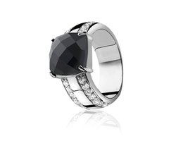 ZINZI zilveren ring zwart ZIR625