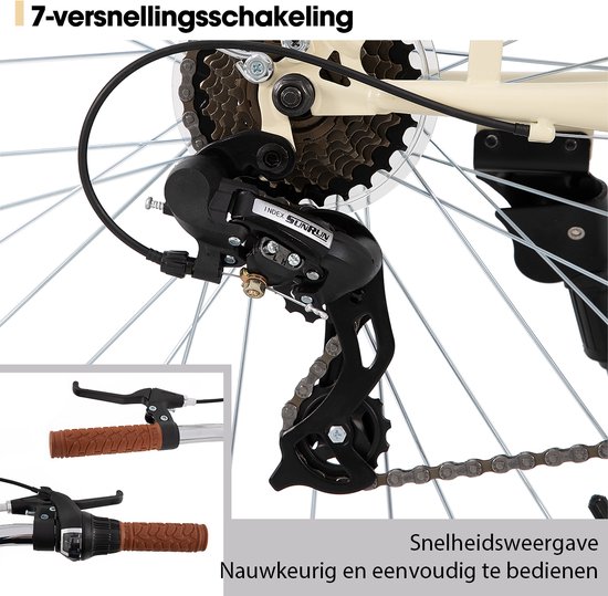 Hiland Breeze Dames Commuter Stadsfiets - 26" - 7 Versnellingen - Handrem - Mand - Standaard - Beige - Geschikt voor buitenactiviteiten in de lente van Hiland — afbeelding 4
