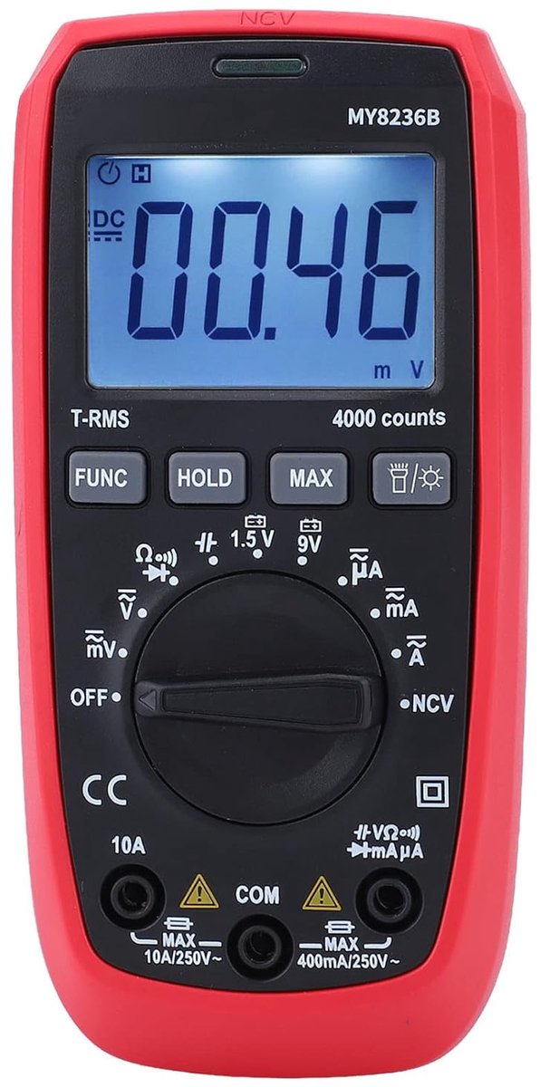 Digitale Multimeter - Spanning Tester - Elektronica Testen - 4000 Tellingen Display - 600V 10A - Grijs