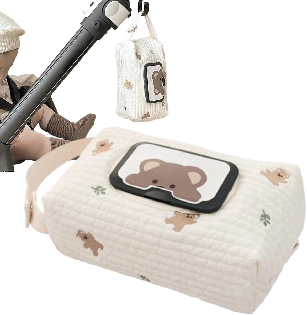 Reisetui Babydoekjes - Dispenser Vochtig Doekjes - Babyverzorging Onderweg - Herbruikbaar Katoenen Doek - 22 x 15 x 2 cm