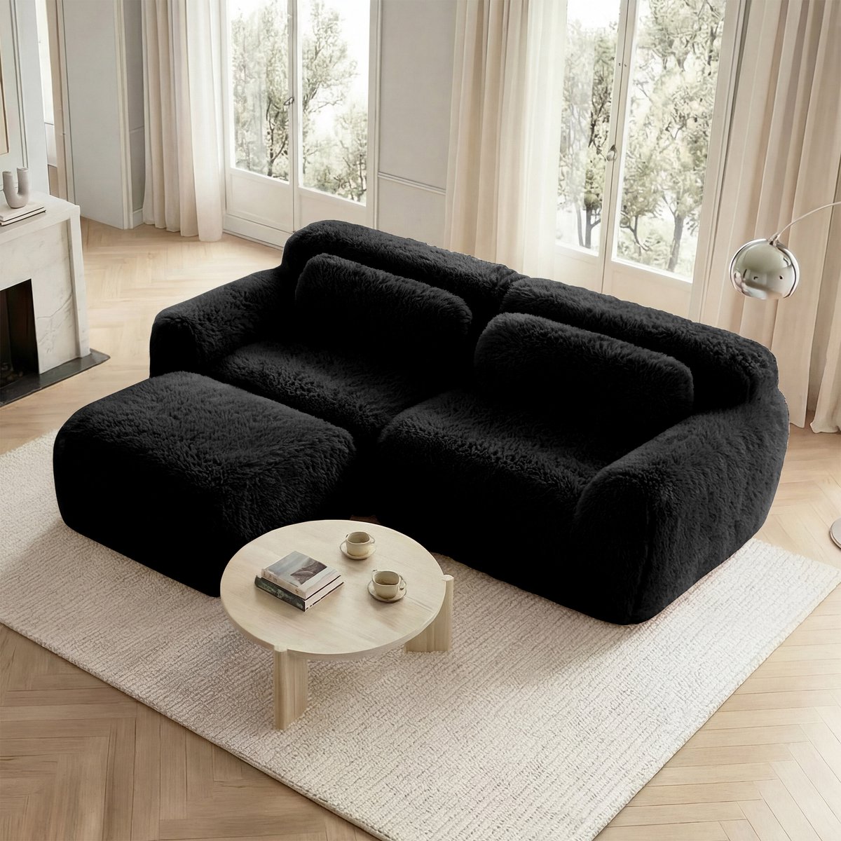 DESMIU Hoekbank 204 x 179 x 73 cm - Modulair 2-Zits Met Kussens En Zonder Montage - Voor K