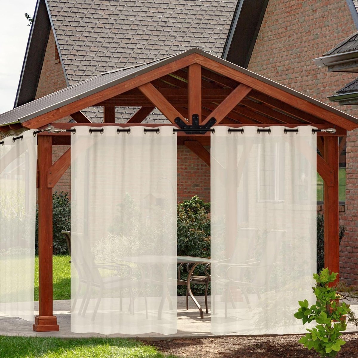 Buitengordijnen Waterdicht - Terras Gordijnen - Buiten Leven - Lichtfilterend Privacy - 132x244 cm - Beige