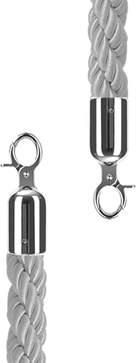 Hennepkoord met Haken - Decoratief Touw - Evenementen Organiseren - Efficiënte Menigtecontrole - 350 cm - Grijs