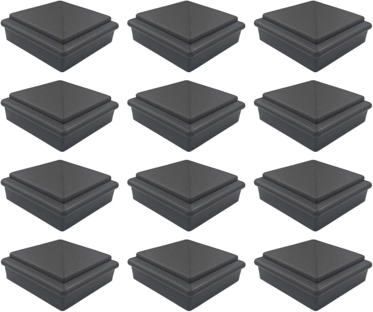 Paal Kappen - Afdekdoppen - Hekwerk Beschermen - Weerbestendig Plastic - 80x80 mm - Zwart