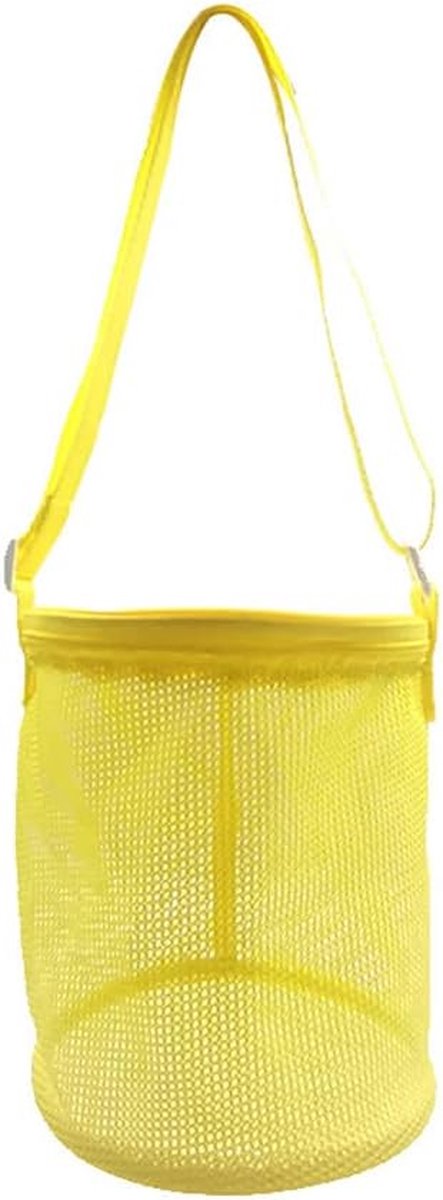 Strandtas Net - Speelgoedtas Opbergtas - Zand Water Afvoeren - Verstelbare Banden - 15x15x17 cm - Geel