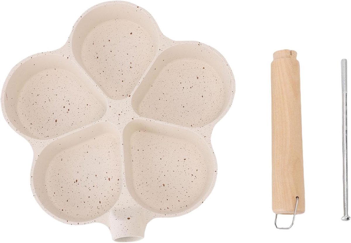 Eierkoekenpan Bloemvorm - Omeletpan Pannenkoekenpan - Ontbijt Bereiden - Antiaanbaklaag - 24 cm - Houtkleurig