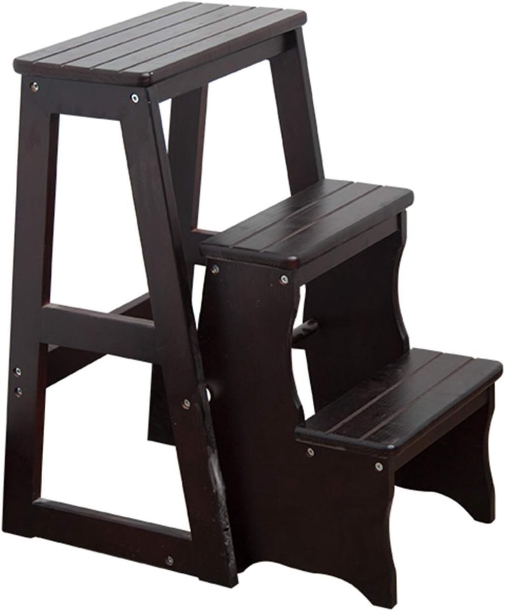 Opstapje 3-treden - Keukenladder Krukje - Veilig Klussen - Opvouwbaar Ontwerp - 36x56x64 Cm - Houtkleur