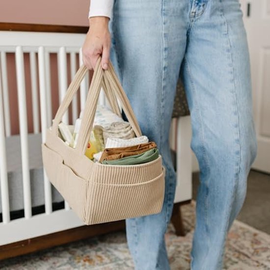 Organizer voor luiers en babyspullen voor op de commode - Stijlvolle opbergmand voor de baby, onmisbaar voor pasgeborenen, perfect als kraamcadeau of voor op de geboortelijst, geschikt voor jongens en meisjes — afbeelding 3