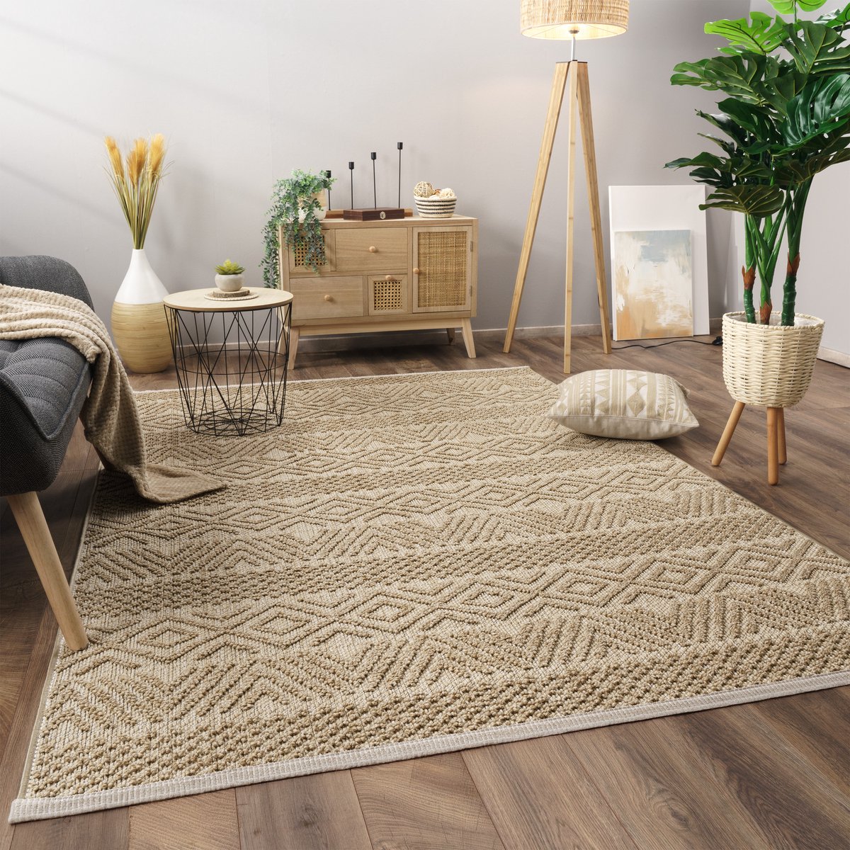 Paco Home Vloerkleed Woonkamer Laagpolig Boho Patroon Scandinavisch 80x150 cm