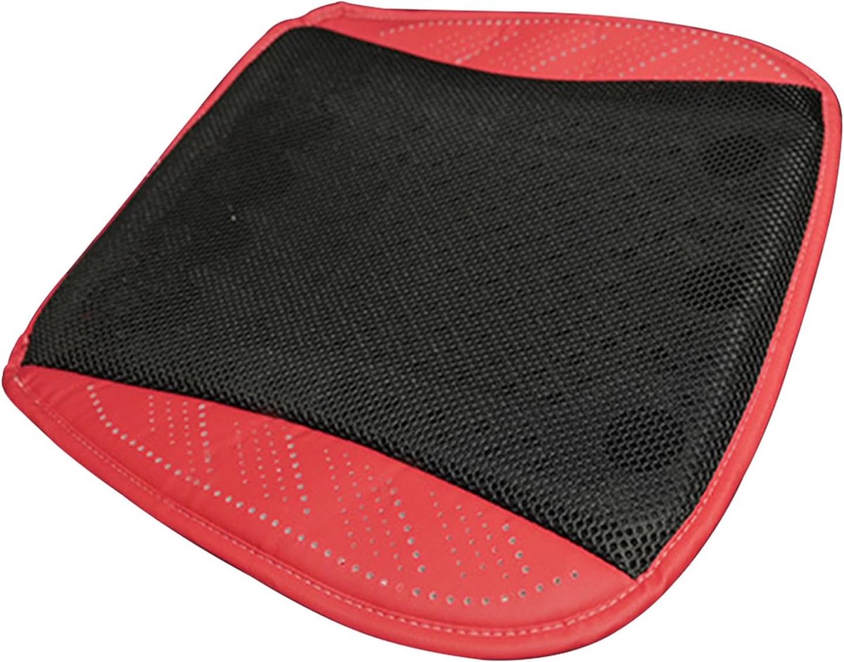 Autostoelkussen - Verkoelend Kussen - Comfortabel Rijden - Instelbare Ventilatie - 43x43cm - Zwart Rood