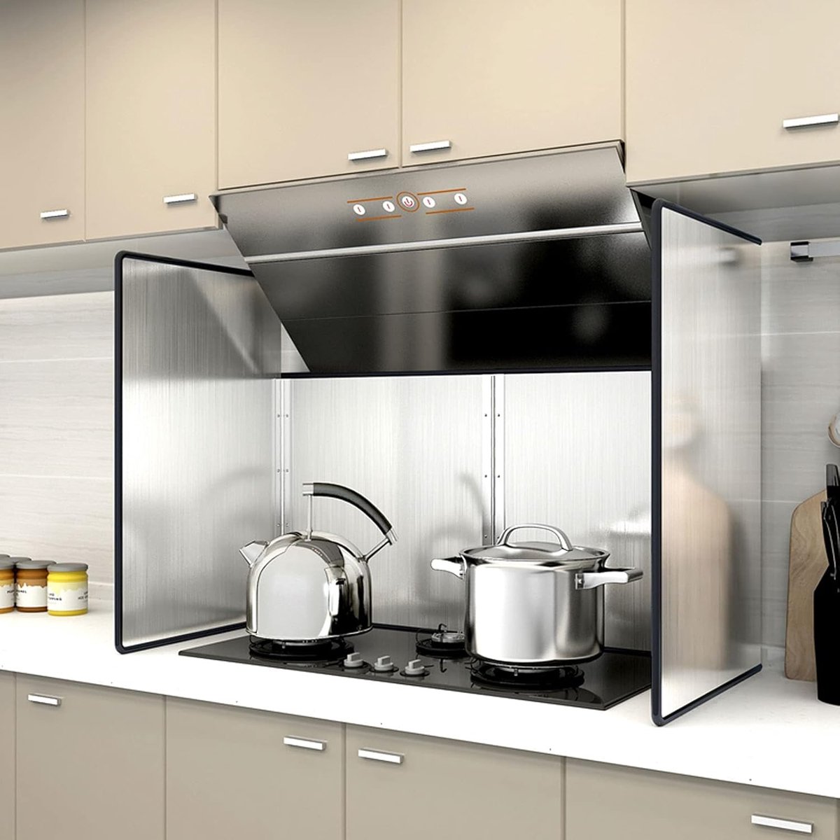 Spatbeschermer Keuken - Vetvanger - Schoon Koken - Drievoudig Ontwerp - Opvouwbaar - Zilverkleurig