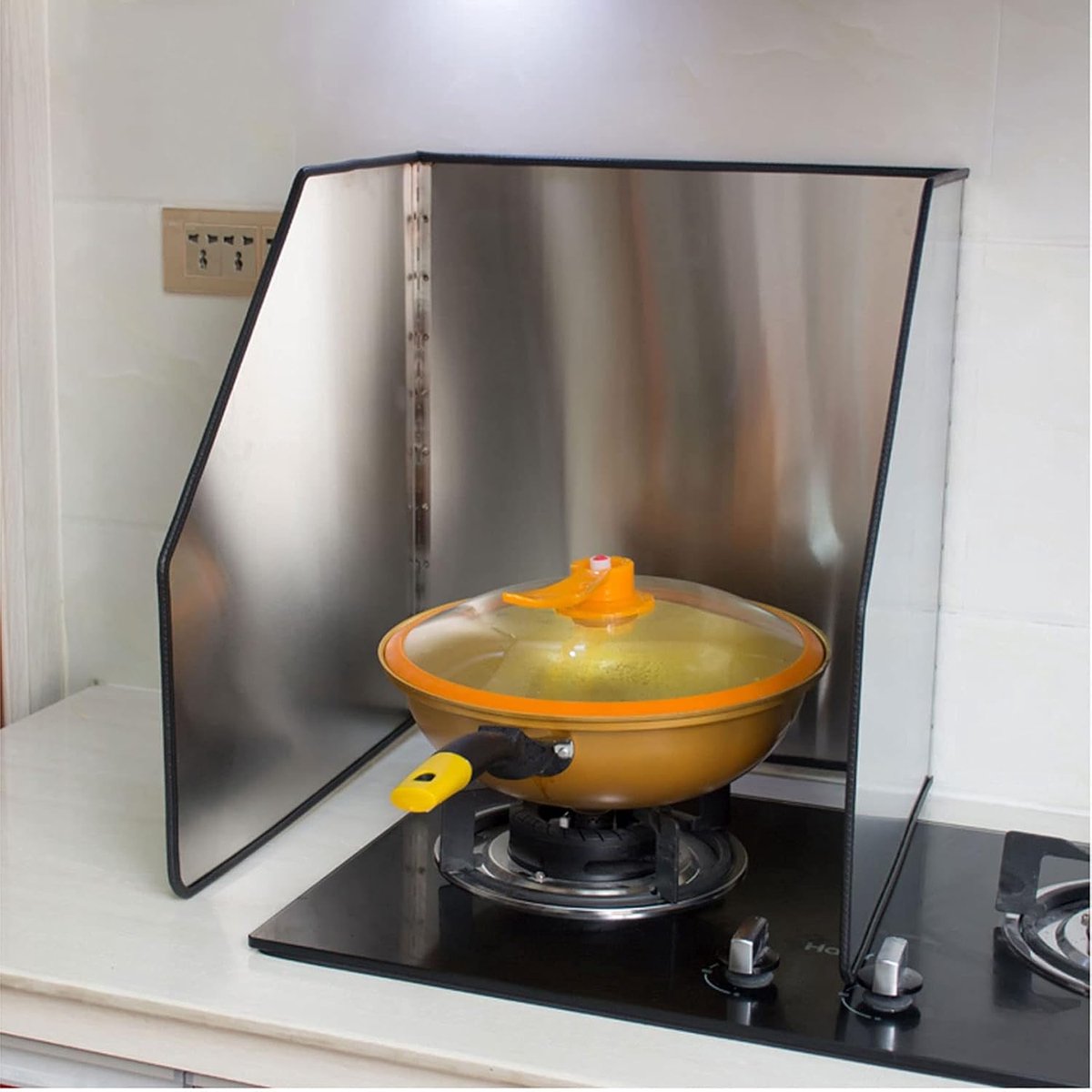 Spatscherm 3-zijdig - Oliebescherming Keuken - Koken Zonder Vlekken - Opvouwbaar Ontwerp - 45x45x45cm - Zilverkleurig