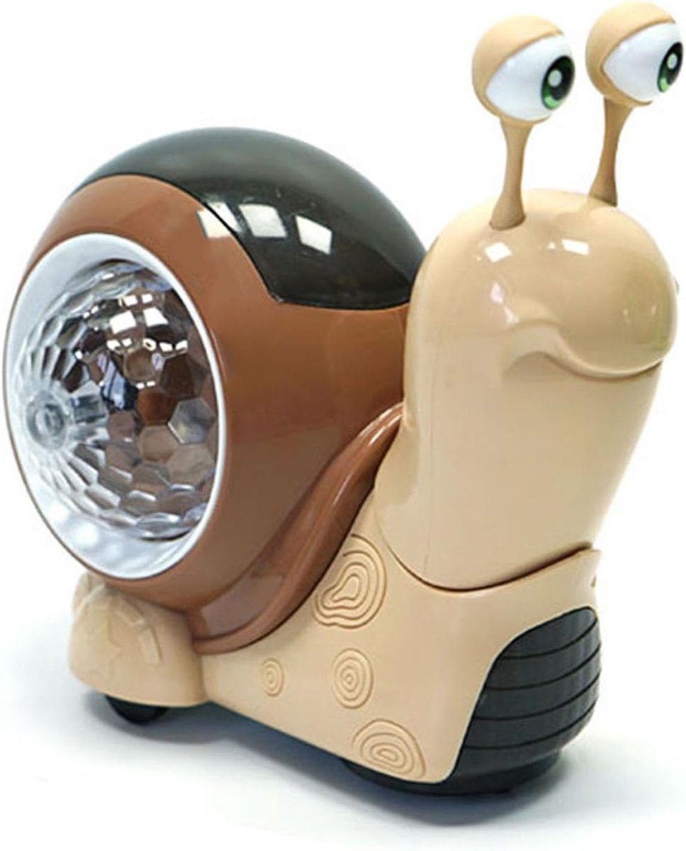 Kruipende Slak Speelgoed - Baby Mobiel - Baby Ontwikkeling - Interactief Muziek Licht - 14 x 11 cm - Bruin