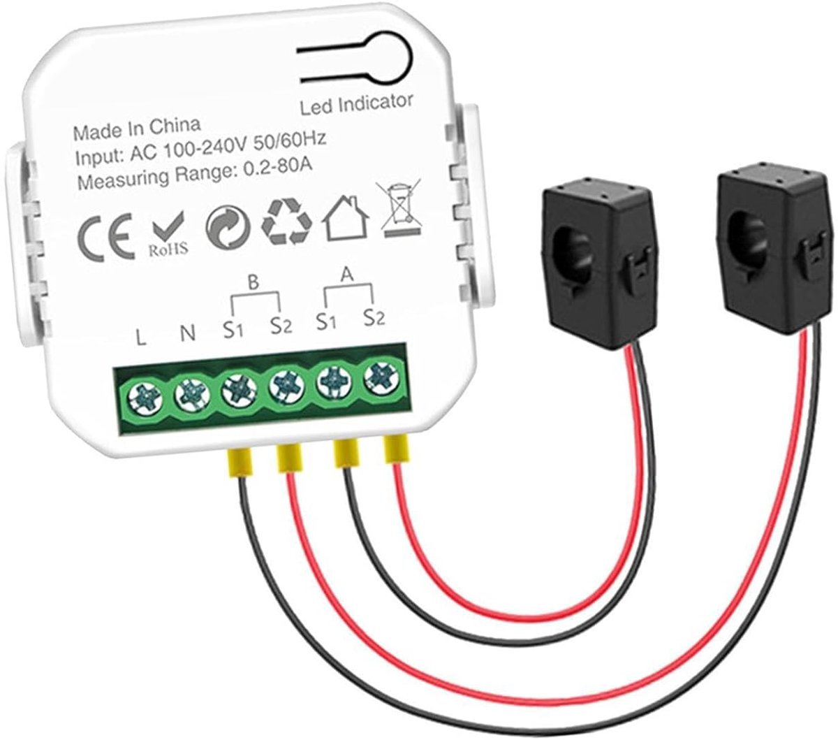 Slimme Energiemeter - Wifi Meter - Energie Verbruik - Realtime App Controle - 10 x 8.7 x 4 cm - Wit