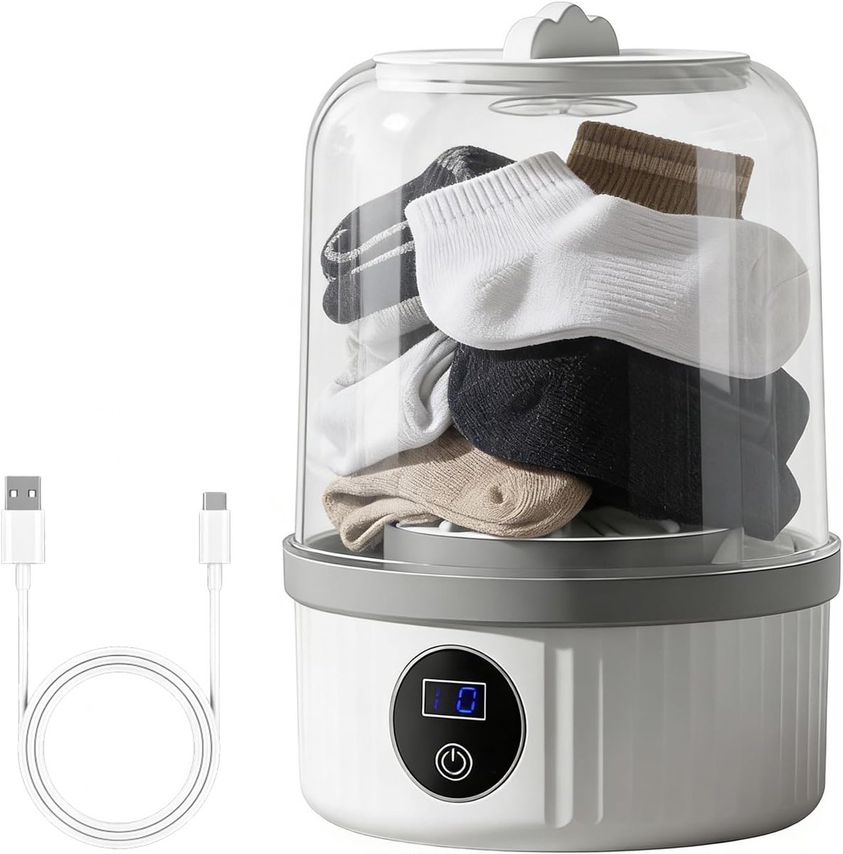 Draagbare wasmachine Mini wasser Kleine kleding wassen Stille werking 20.5 x 12.5 cm Wit