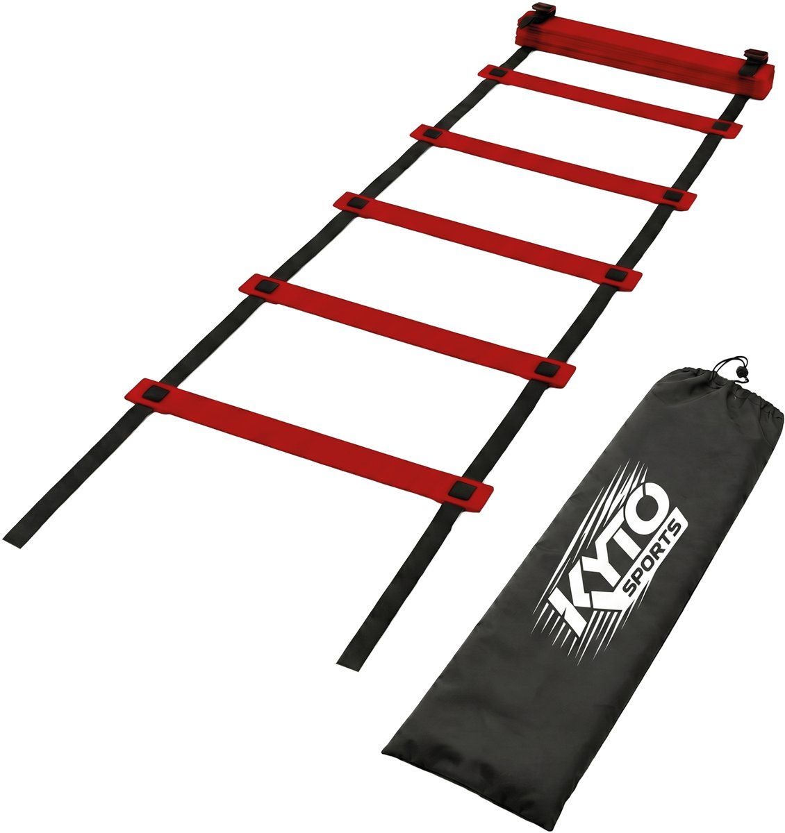 Kyto Sports Agility Ladder 6 Meter – Coördinatieladder voor Voetbaltraining en Snelheidstraining – Inclusief Draagtas – Verstelbare Trainingsladder voor Kinderen en Volwassenen