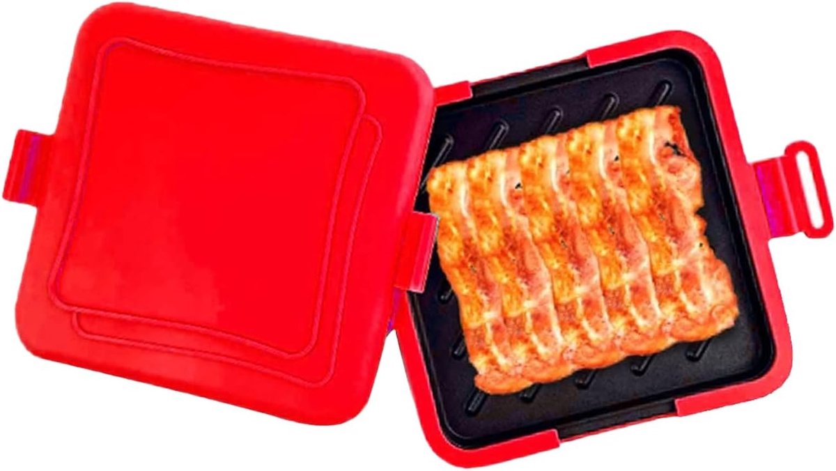 Magnetron Broodrooster Snelle Snacks Ontbijt Maken Antiaanbak Platen 4.3x17.6x4.3 cm Rood