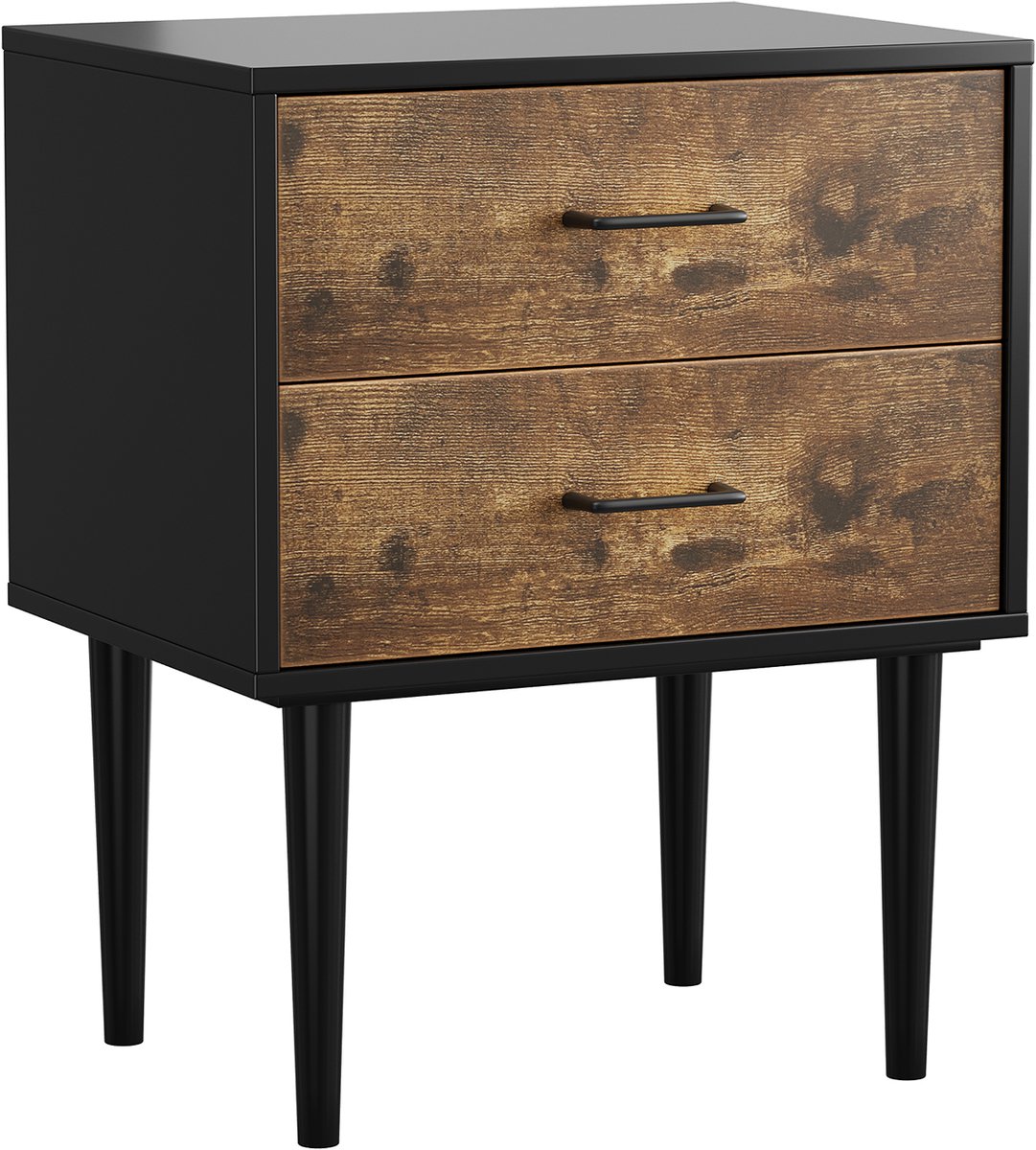 REDOM Nachtkastje - 2 laden - Multifunctionele bijzettafel - Retro design - Slaapkamer en woonkamer - MDF - Antiekbruin