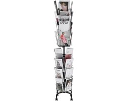 VEVOR Greeting Cards Display Rack, 32 Pockets Rotating Postcard Brochure Display Stand, 360° Spinning Card Display Rack met Sign Holder & 4 Wheels (2 Lockable) voor Exhibitions Office Trade Show