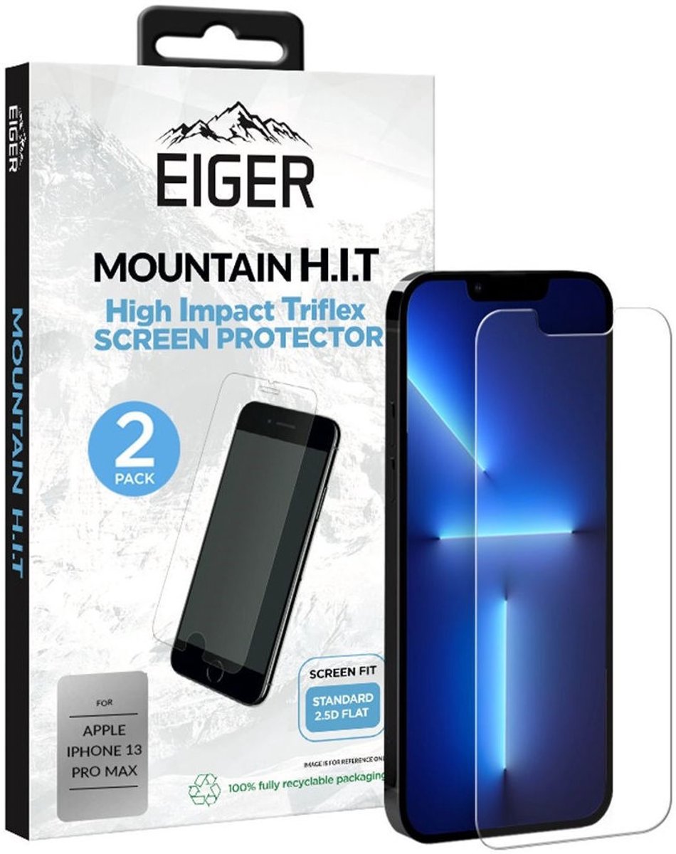 Eiger Display Folie Screen Protector [2-Pack] Geschikt voor Apple iPhone 13 Pro Max