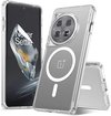 Coque transparente pour OnePlus 12, avec anneau magnétique et bords relevés