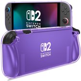 Hoesje Geschikt voor Nintendo Switch 2 - TPU Back Cover Case - Flexibel en Schokbestendig Materiaal - Ergonomisch Ontwerp - Transparant Paars