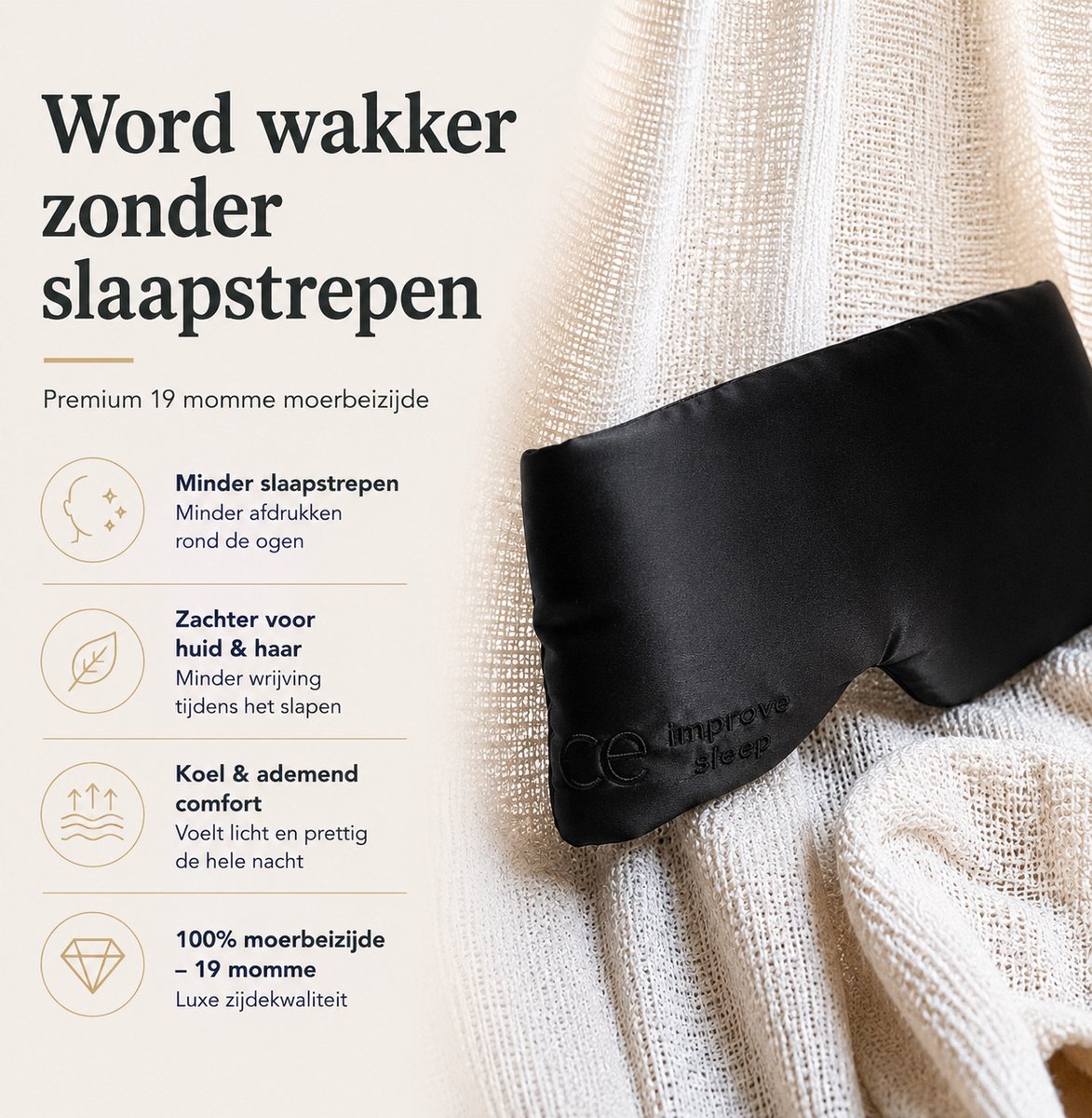Ryce® Zijden Slaapmasker - Oogmasker - Vrouwen & Mannen - Full Cover - Cadeau - Zwart — afbeelding 4