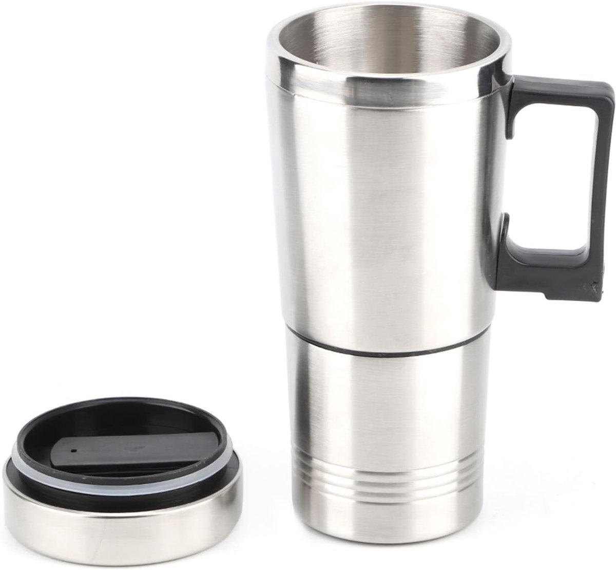 Auto Waterkoker - Verwarmingsbeker - Reizen met de auto - Dubbele capaciteit - 350ml + 150ml - Zilver