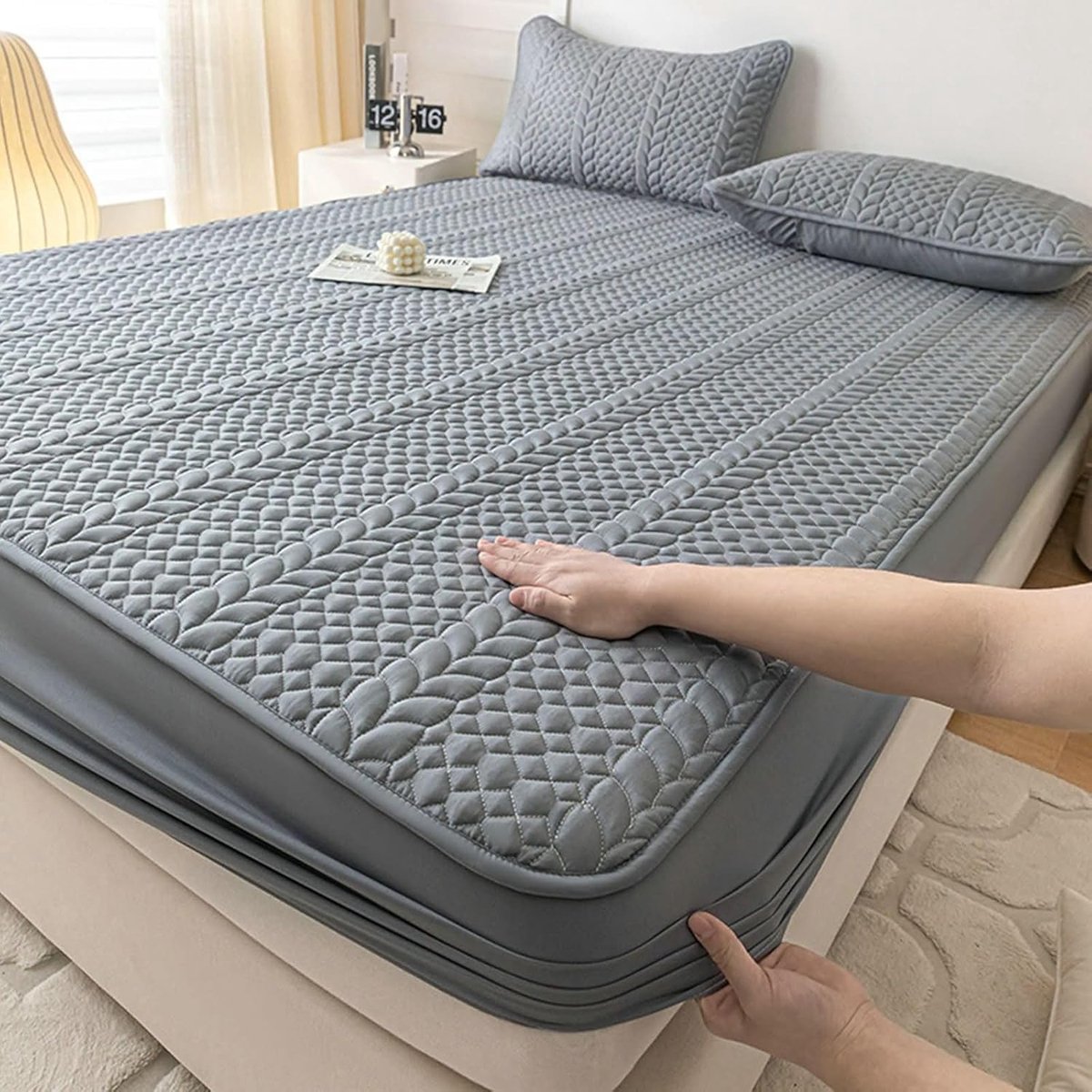 Hoeslaken - Matrasbeschermer - Comfortabel slapen - Ademend polyester-katoen - 180 x 220 c