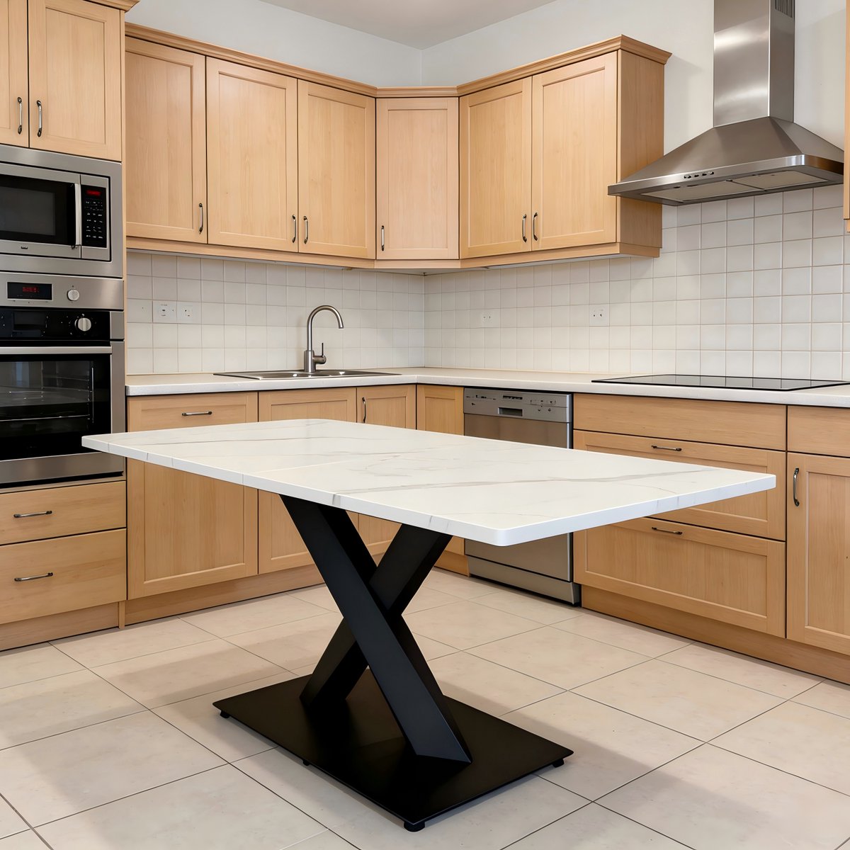 MIVRAY Eettafel - Rechthoekig Voor 6 Tot 8 Personen - Landelijke Stijl Voor Keuken En Woonkamer - Wit Zwart Wit En Zwart