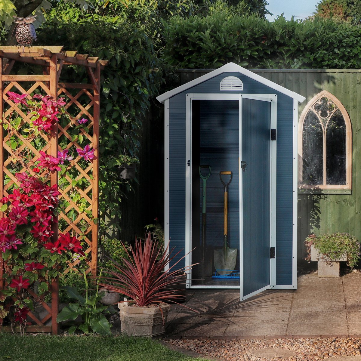 Tuinhuis Metaal, Metalen Schuurtje, Tuinberging Metaal, Tuinschuur/Gereedschapsschuur Met Ventilatieraam, Lessenaarsdak, Metaal, Grijs, 134 X 104 X 204 Cm, Voor Tuin- En Buitengebruik