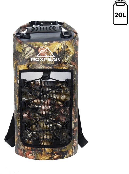 RoxPeak® AquaGuard Drybag - 20 Liter - Waterdichte tas - Boot tas - Wintersport tas - Survival & Outdoor rugtas - Camouflage