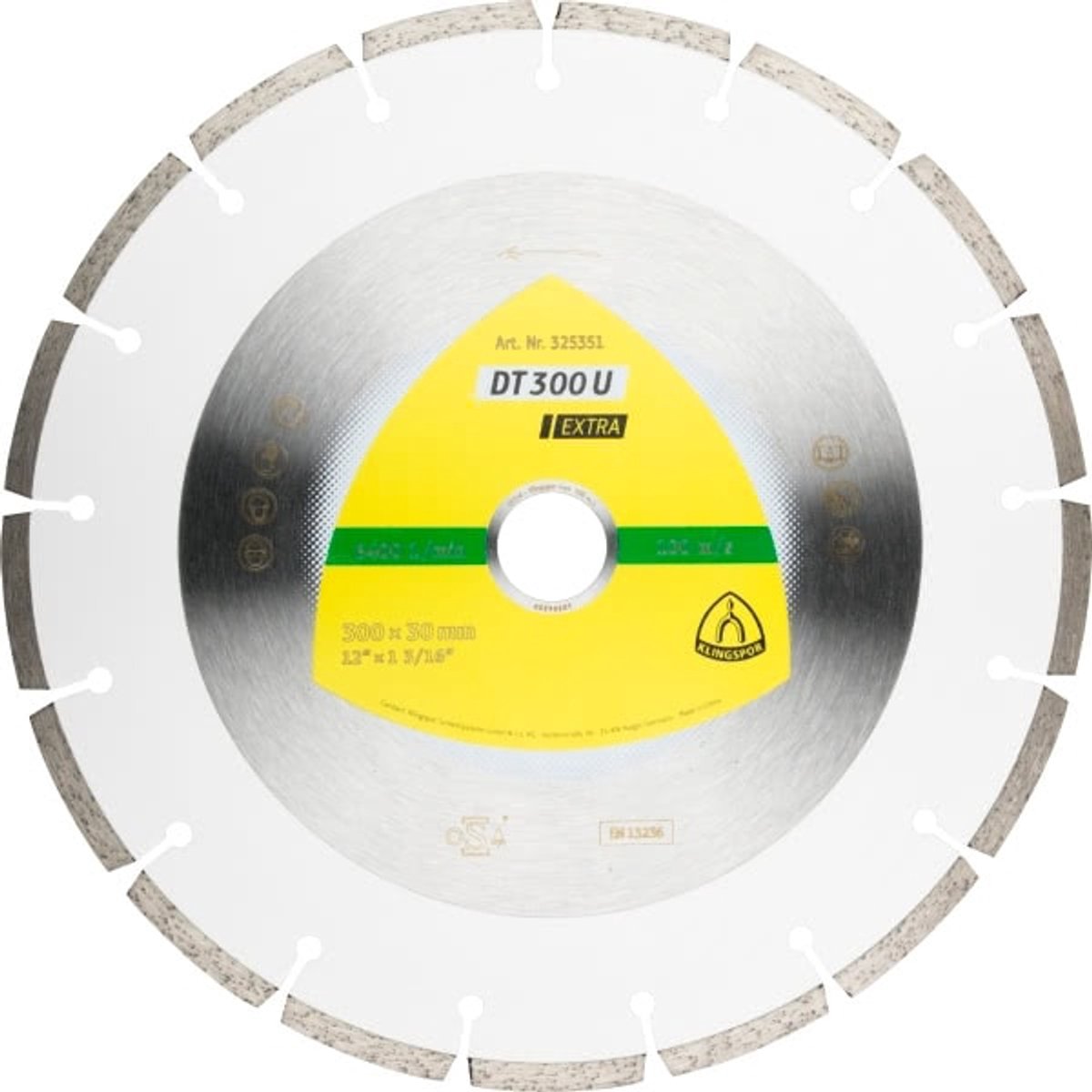 Klingspor DT 300 U Extra Serie - Diamantschijf - 350mm - Voor Droog Snijden - Segmentontwerp